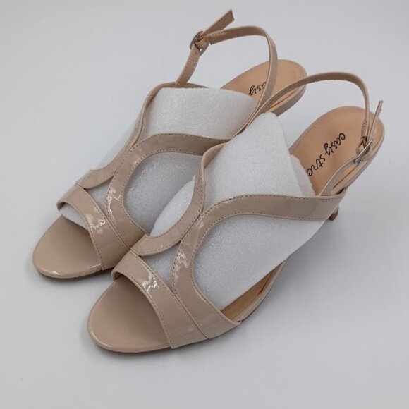 Easy Street Bree Dress Sandal Heeled, Nude Patent, Women's Size 9.5 - Picture 1 of 7